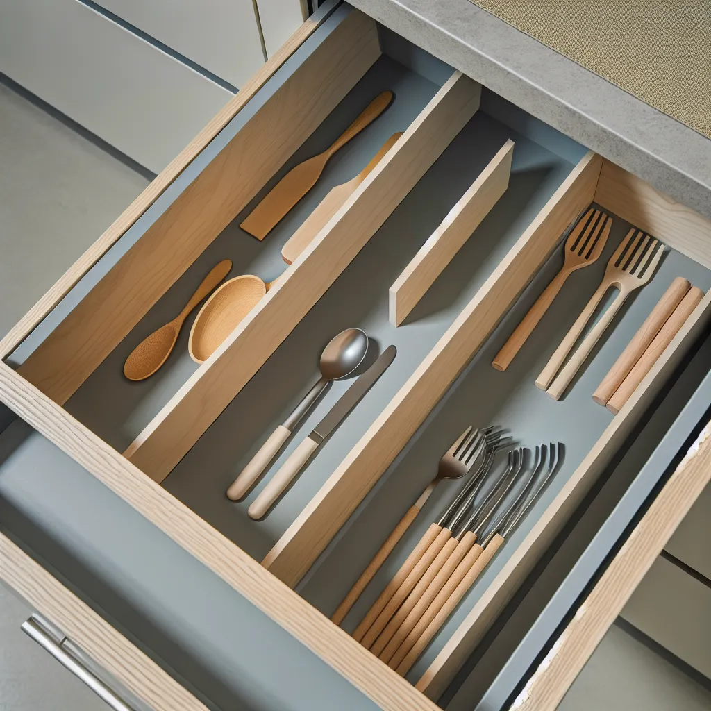Minimalist Nordic kitchen drawer organization system