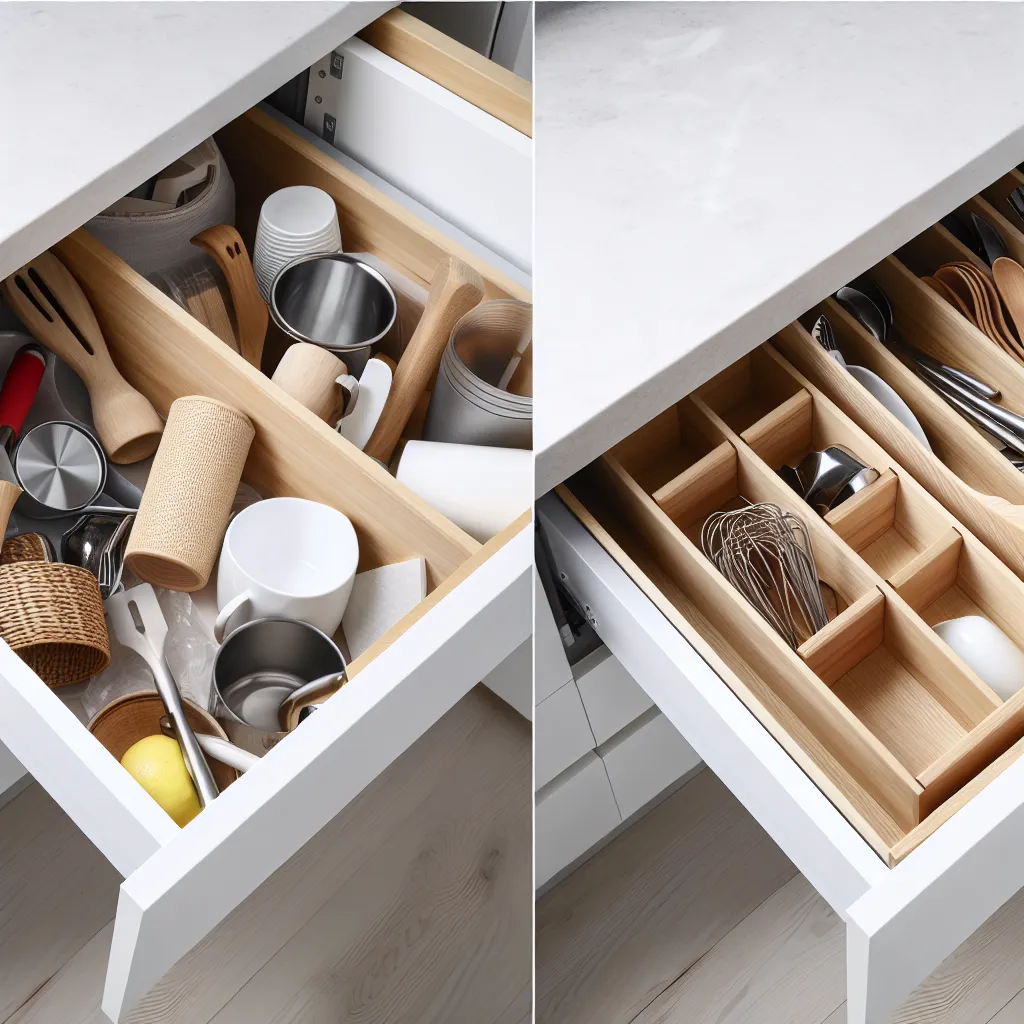 Before and after drawer organization